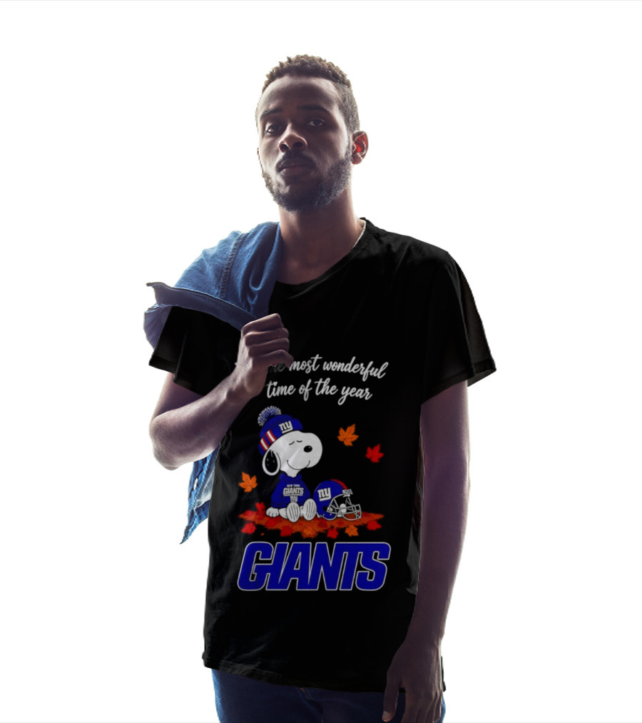 New York Giants Snoopy Fall Halloween 2026 Most Wonderful Time Of The Year T-Shirt