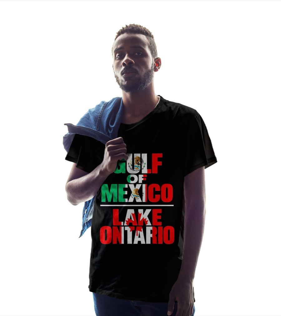 Gulf Of Mexico Lake Ontario Mexican Flag Canadian Maple Leaf Fusion T-Shirt