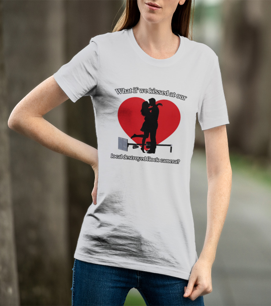 What If We Kissed At Our Local Destroyed Flock Camera Romantic Heart T-Shirt
