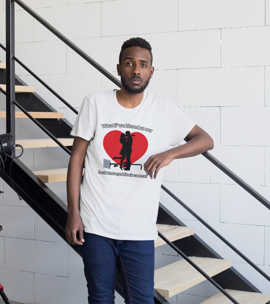 What If We Kissed At Our Local Destroyed Flock Camera Romantic Heart T-Shirt