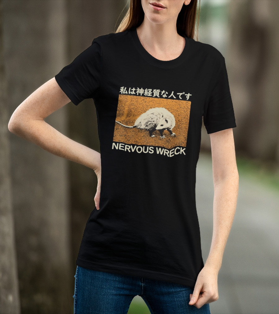 Opossum Nervous Wreck Vintage Style Wildlife Humor T-Shirt