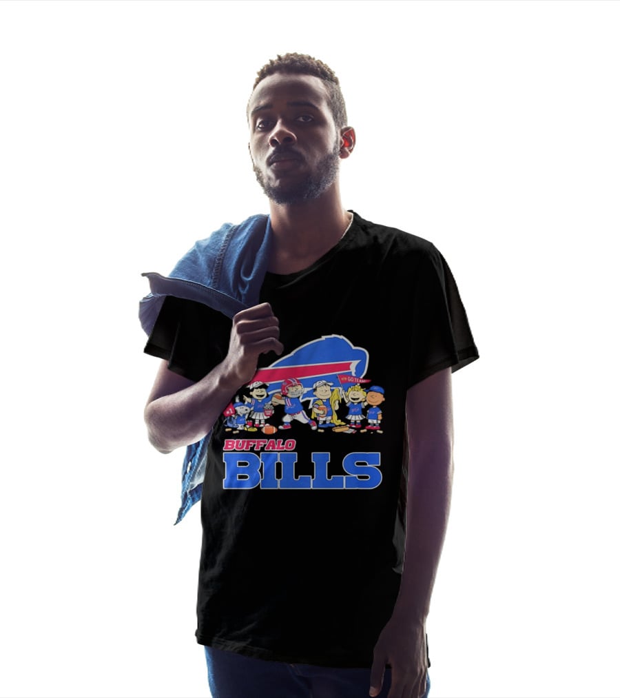 Peanuts Characters Supporting Buffalo Bills Team Fan Gear T-Shirt