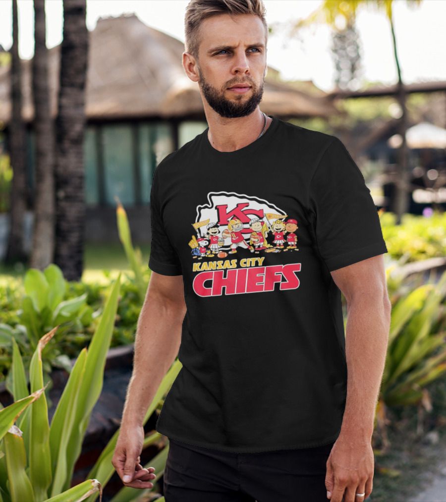 Kansas City Chiefs Peanuts Characters Go Team Let's Go T-Shirt