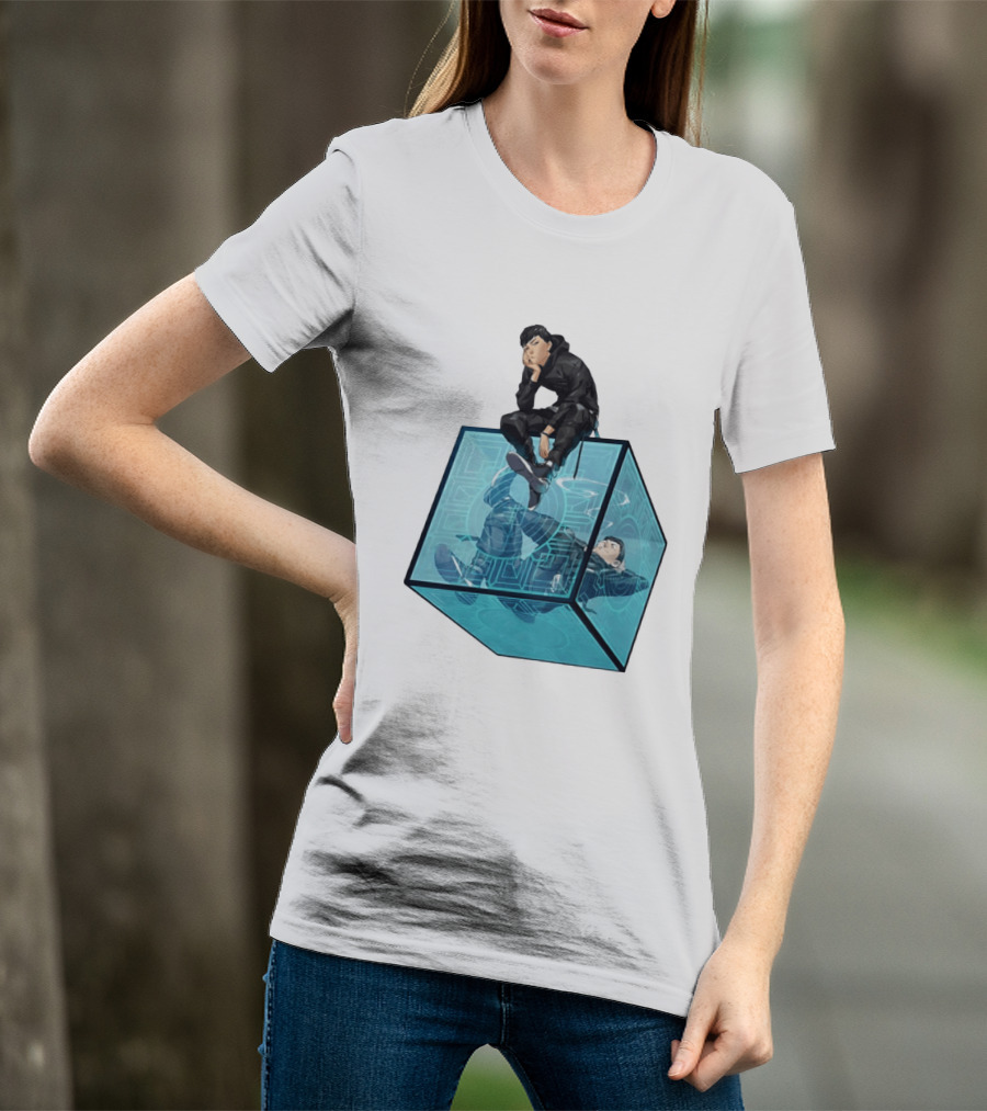 Ghostwire Tokyo Character Sitting On Cyber Cube T-Shirt