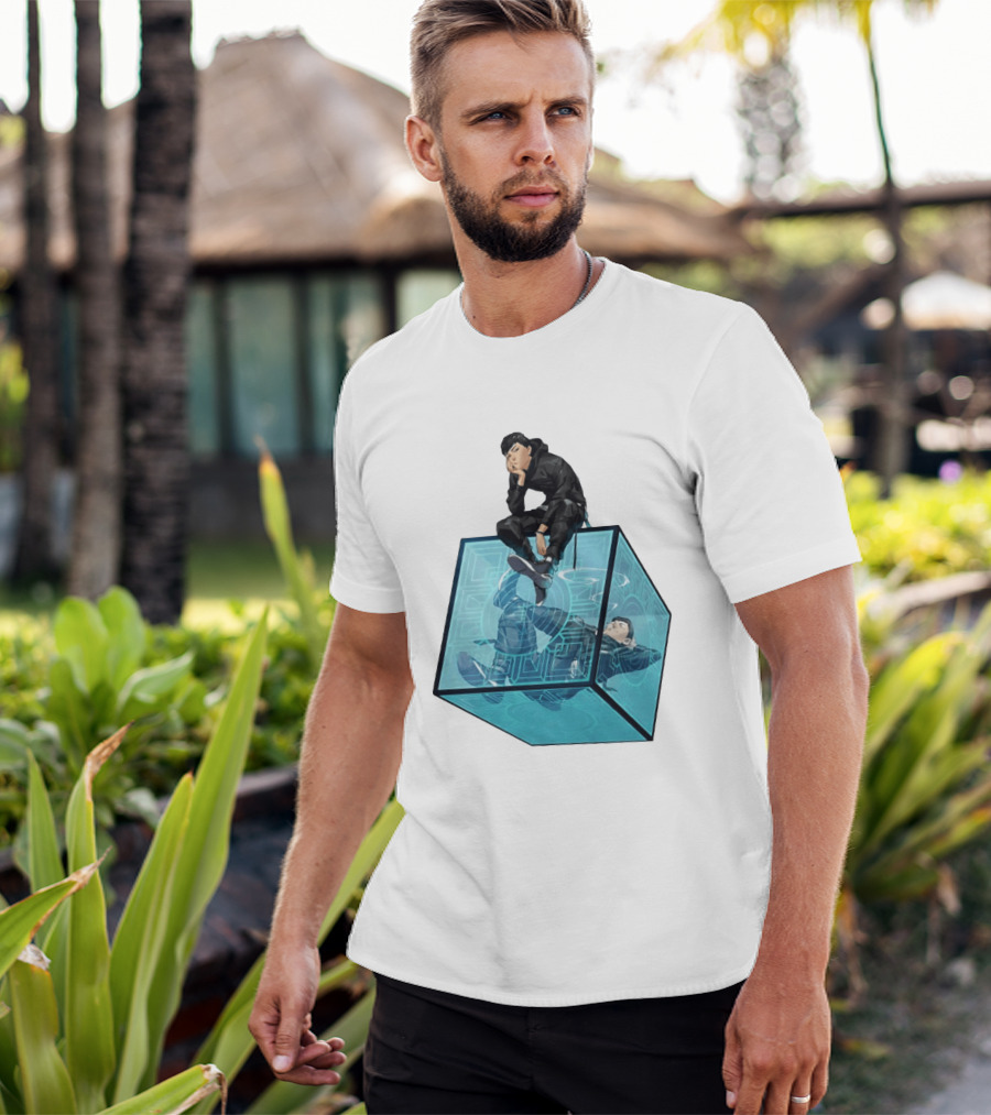 Ghostwire Tokyo Character Sitting On Cyber Cube T-Shirt