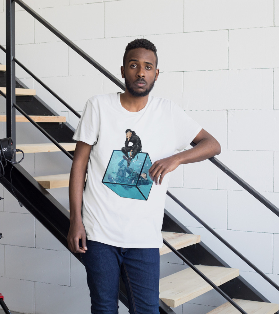 Ghostwire Tokyo Character Sitting On Cyber Cube T-Shirt
