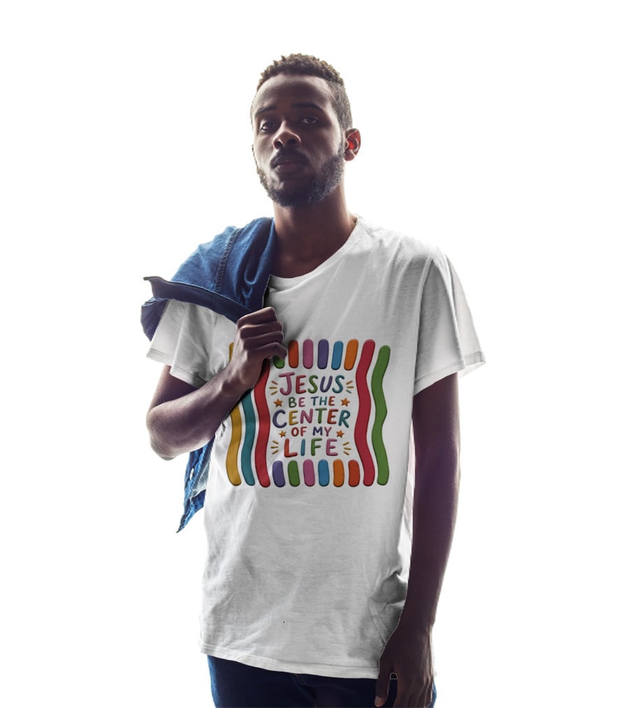 Jesus Be The Center Of My Life Colorful Waves And Stars T-Shirt