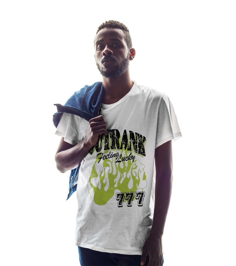 Outrank Feeling Lucky 777 Green Flames T-Shirt