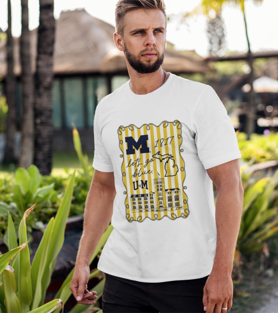 Michigan Wolverines M 1817 Let's Go Blue U Of M Campus Map T-Shirt