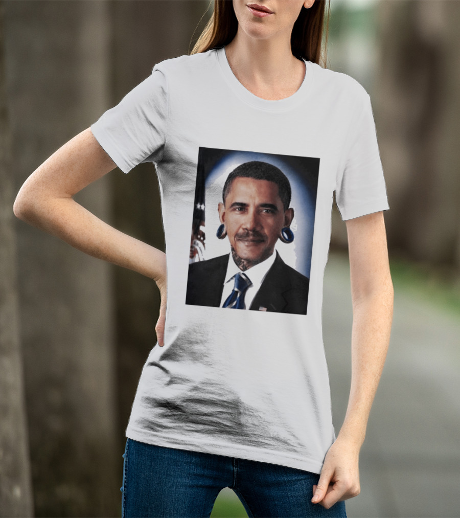 Obama President Political Fashion With Tattoos And Futuristic T-Shirt
