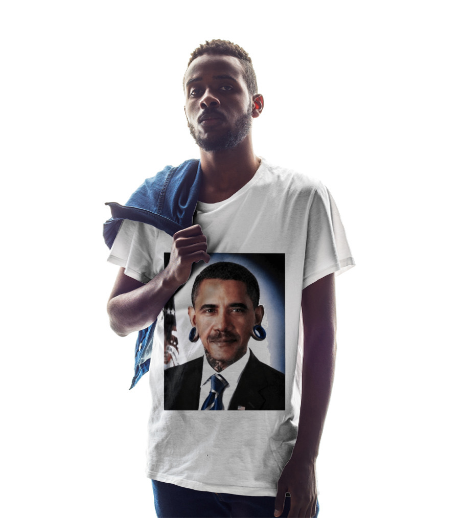 Obama President Political Fashion With Tattoos And Futuristic T-Shirt
