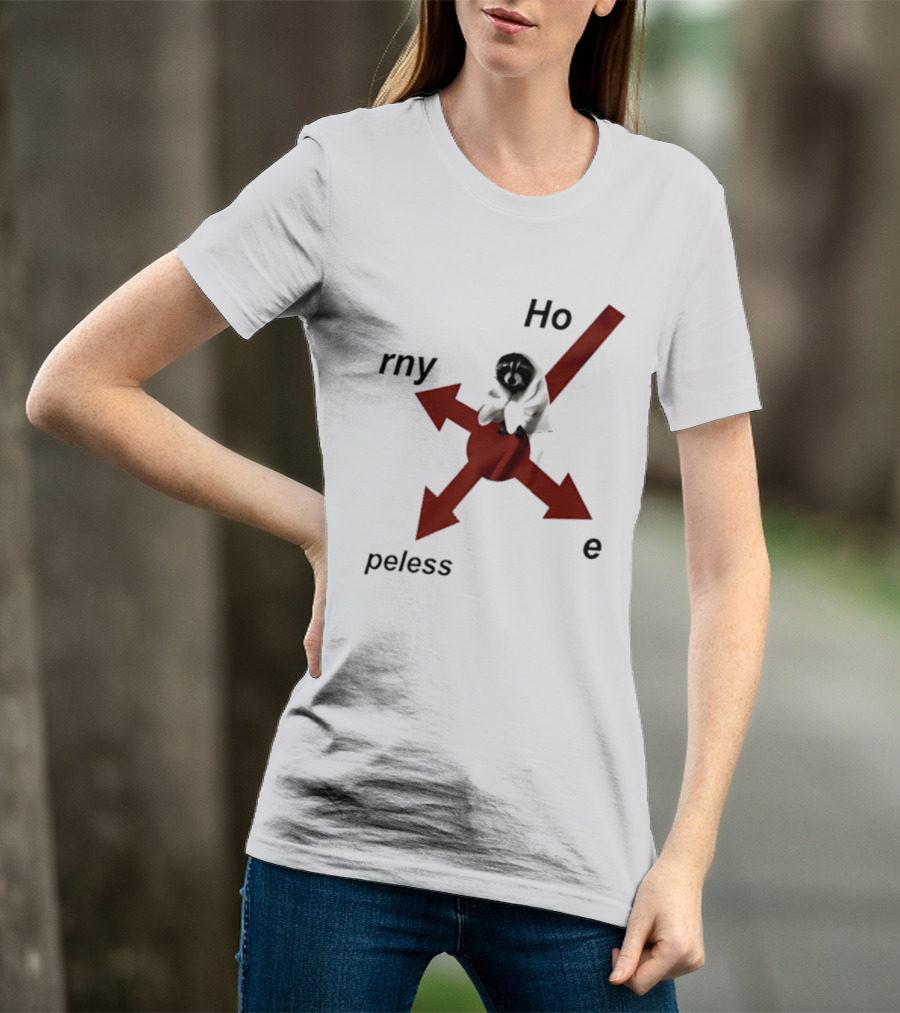 Raccoon Horny Hopeless Hoe Arrows T-Shirt
