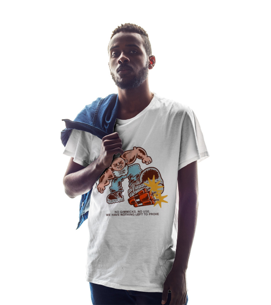 The Rival Mob No Gimmicks No Use We Have Nothing Left To Prove Cartoon Figure Explosive Boot Kick T-Shirt