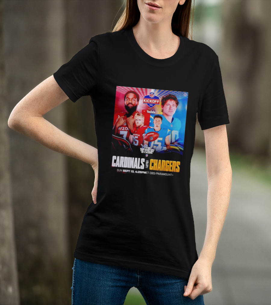 Cardinals Vs Chargers NFL Kickoff 2026 YouTube TV CBS Paramount September 13 T-Shirt