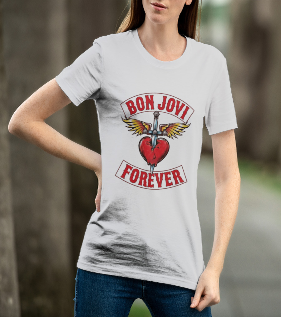 Bon Jovi Forever Heart Dagger Wings T-Shirt