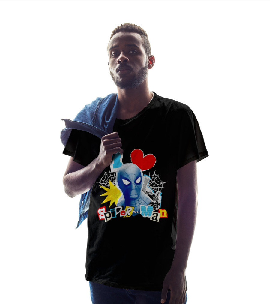 Marvel Spider Man I Love Spider Man Webhead Mask Collage T-Shirt