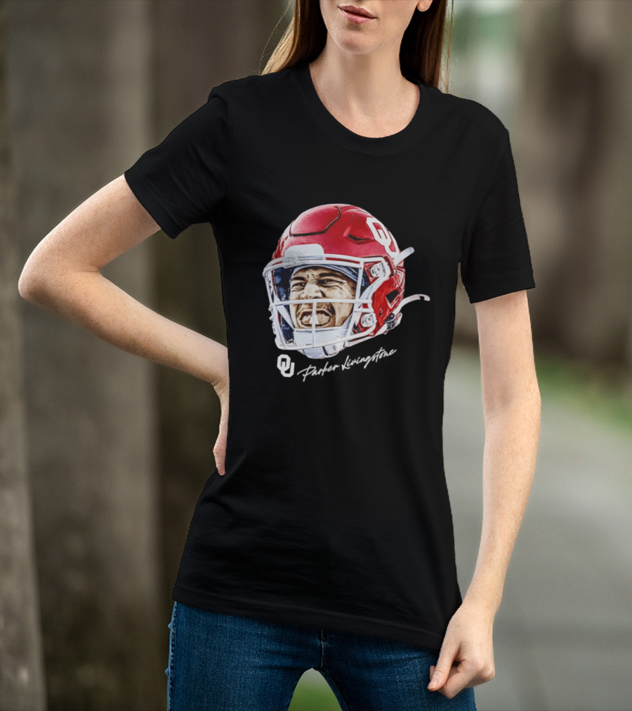 Oklahoma Sooners Parker Livingstone Football Swag Head OU Helmet T-Shirt