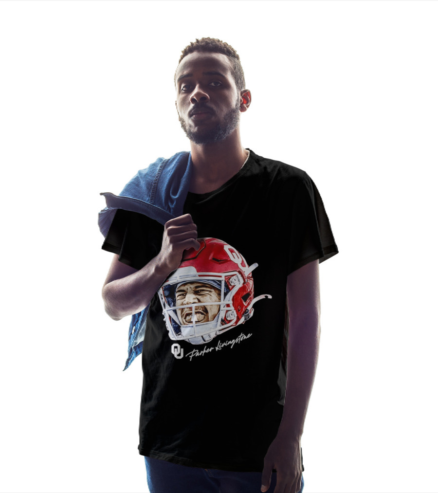 Oklahoma Sooners Parker Livingstone Football Swag Head OU Helmet T-Shirt
