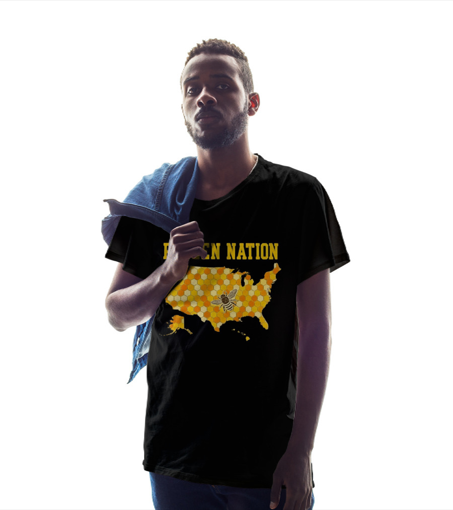 Pollen Nation USA Honeycomb Map Bee T-Shirt