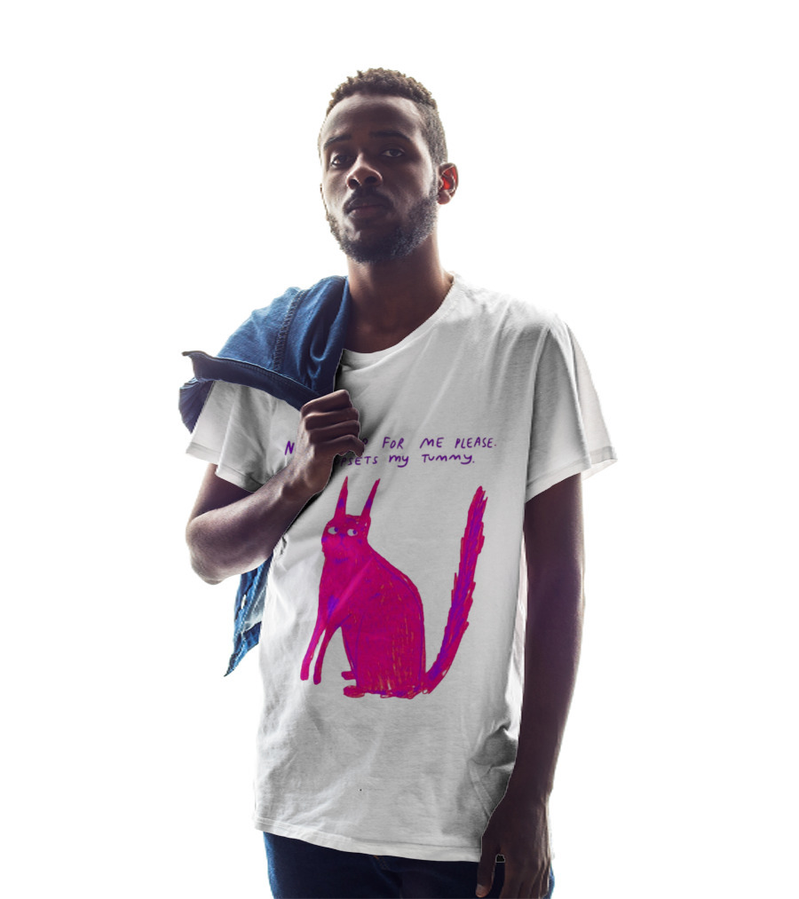 No AI Slop For Me Please It Upsets My Tummy Pink Cat T-Shirt