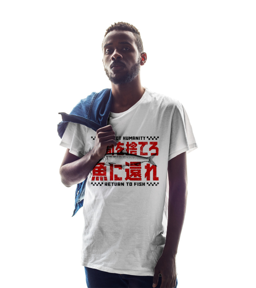 Reject Humanity Return To Fish Japanese Text Meme T-Shirt