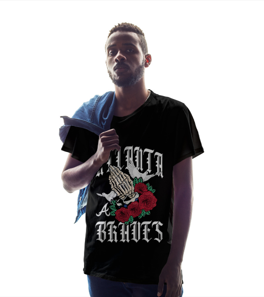 Atlanta Braves Gothic Bloom Praying Hands Halloween Roses 2026 T-Shirt