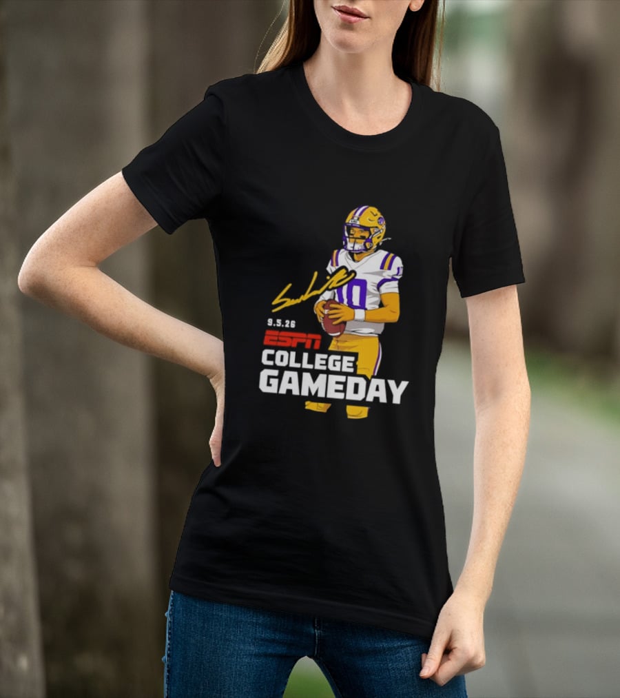 Sam Leavitt 9 3 26 ESPN College Gameday LSU Tigers Football T-Shirt