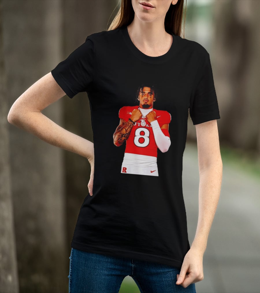 KJ Duff Rutgers Scarlet Knights Football Number 8 NCAA Moment T-Shirt