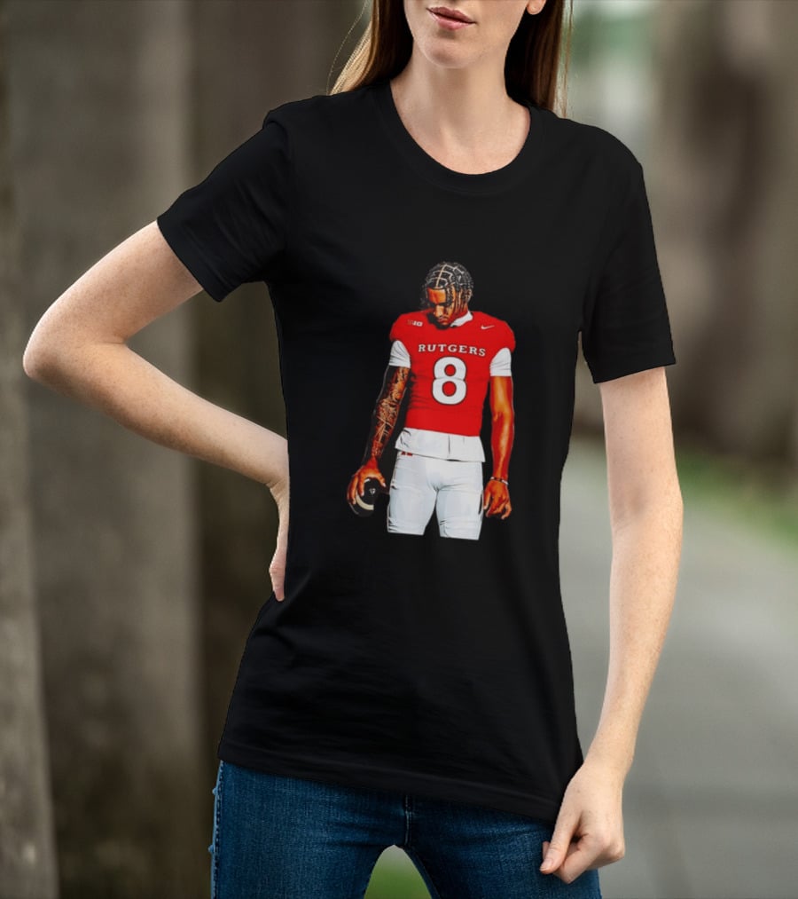KJ Duff Number 8 Rutgers Scarlet Knights NCAA Football Player Nike Jersey T-Shirt