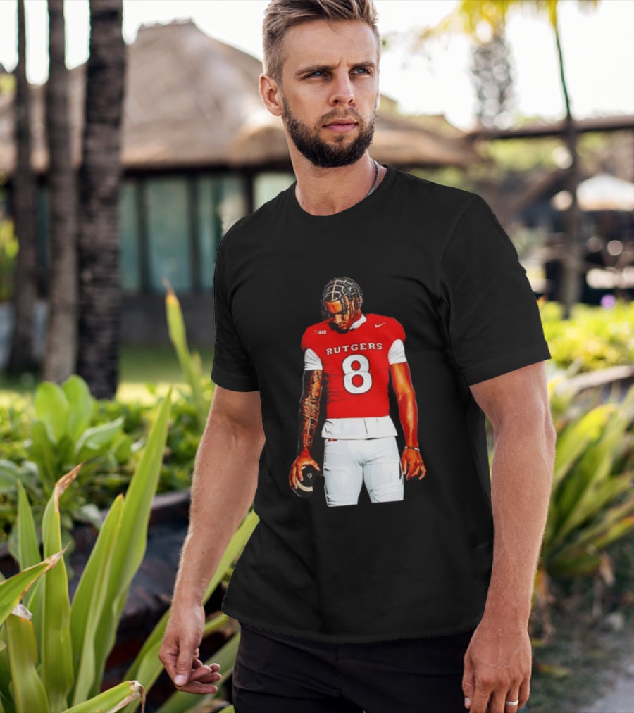 KJ Duff Number 8 Rutgers Scarlet Knights NCAA Football Player Nike Jersey T-Shirt