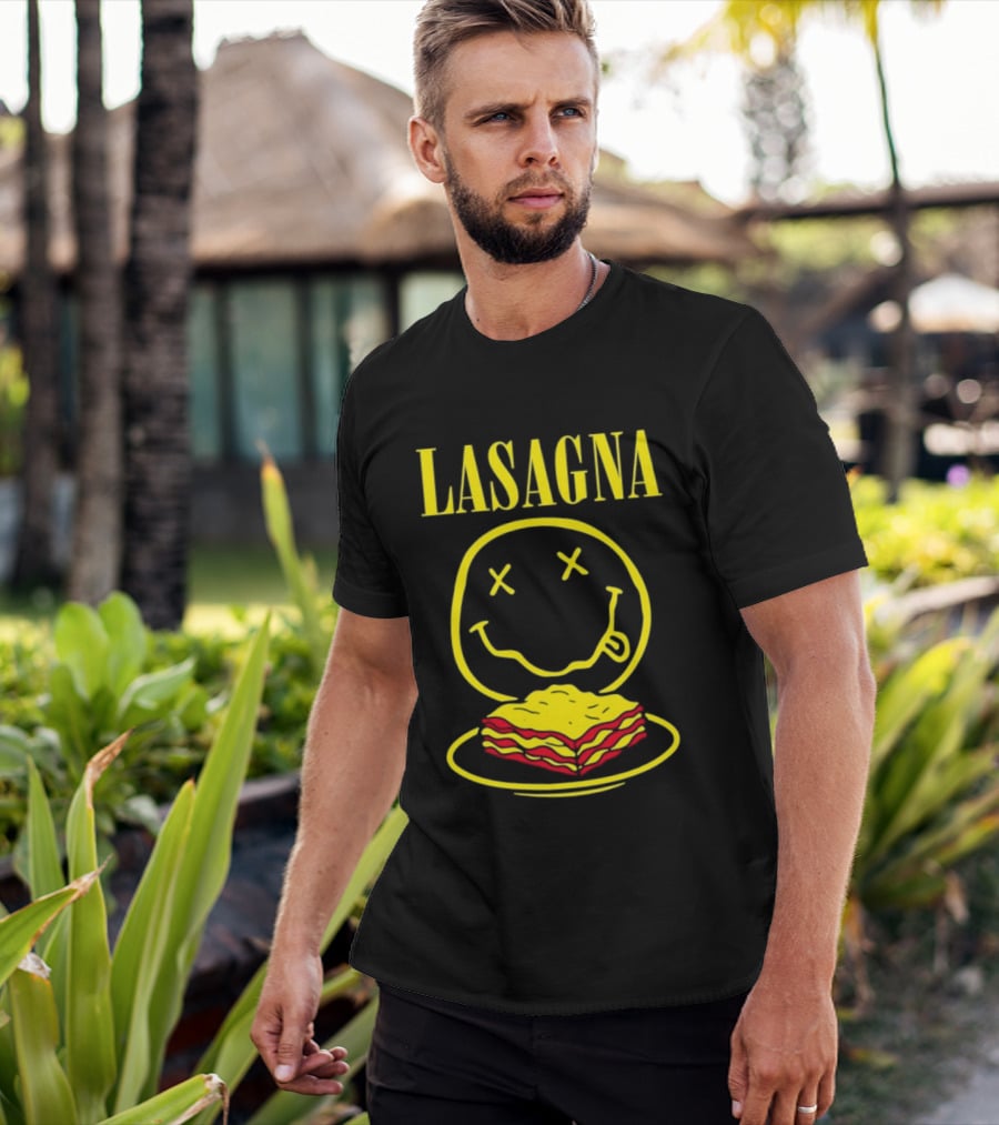 Lasagna Smiley Face Grunge Band Nirvana T-Shirt