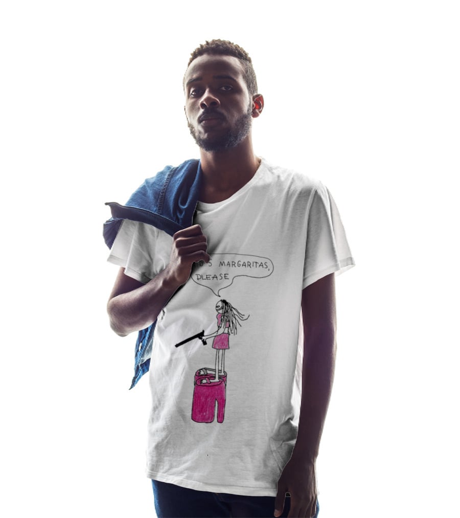I Said 5 Margaritas Please Funny Stick Figure Woman On Chair T-Shirt