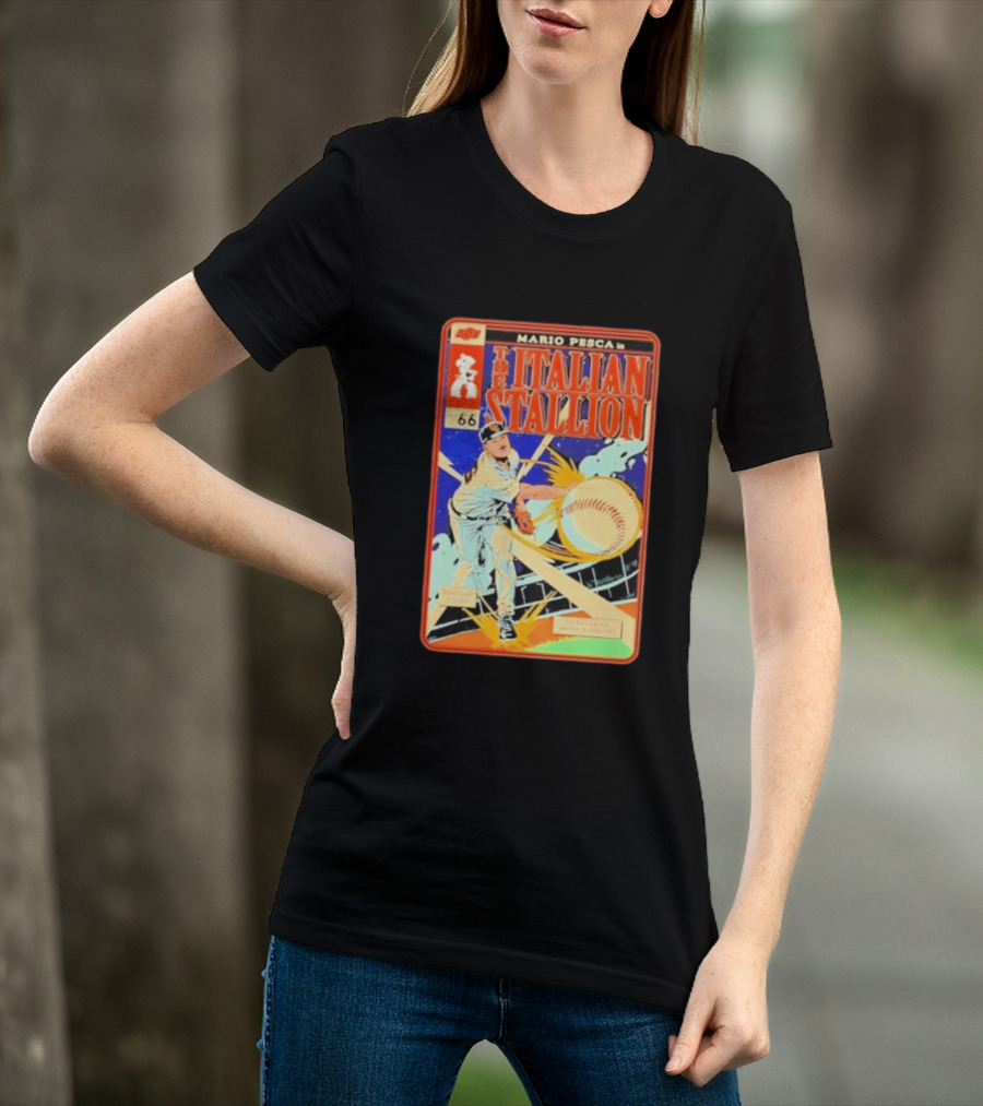 Mario Pesca The Italian Stallion Comic No 66 Oklahoma State Cowboys Baseball T-Shirt