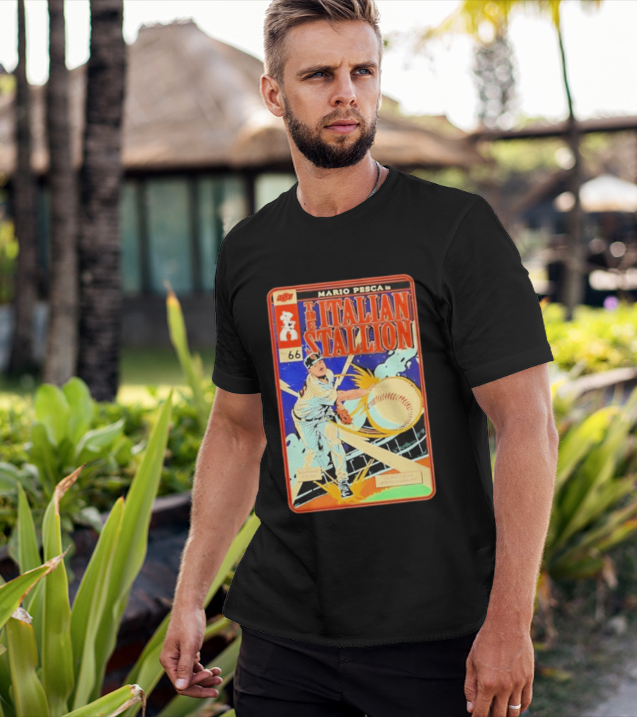 Mario Pesca The Italian Stallion Comic No 66 Oklahoma State Cowboys Baseball T-Shirt