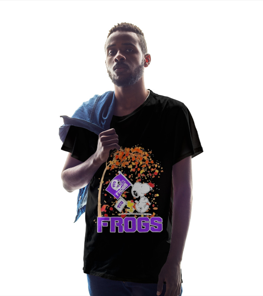 TCU Horned Frogs Snoopy Peanuts Fall Leaves T-Shirt