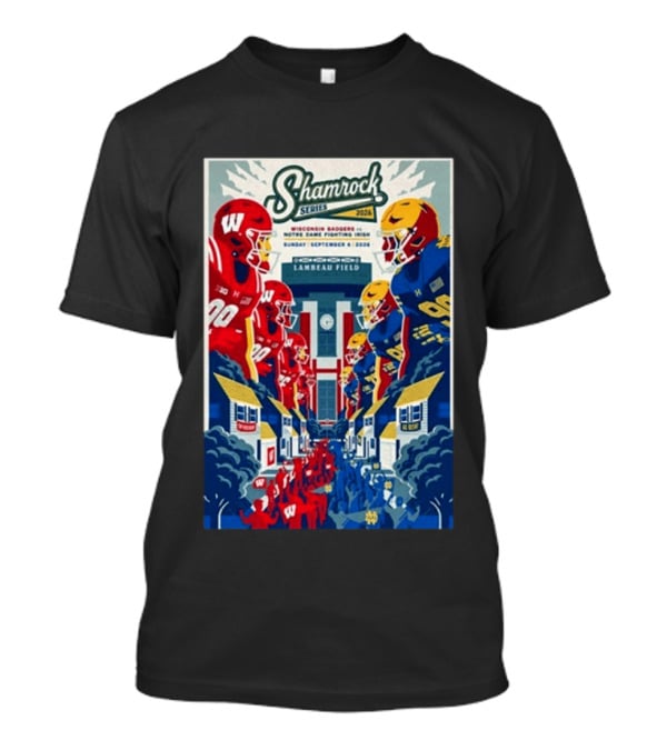Shamrock Series 2026 Wisconsin Badgers Vs Notre Dame Fighting Irish September 6 Lambeau Field T-Shirt