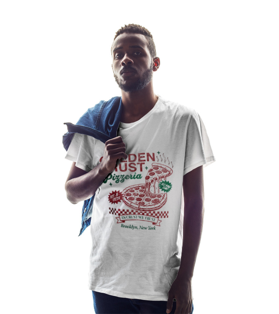 Golden Crust Pizzeria Hot N Fresh All Night Long In Crust We Trust Brooklyn New York Pizza T-Shirt