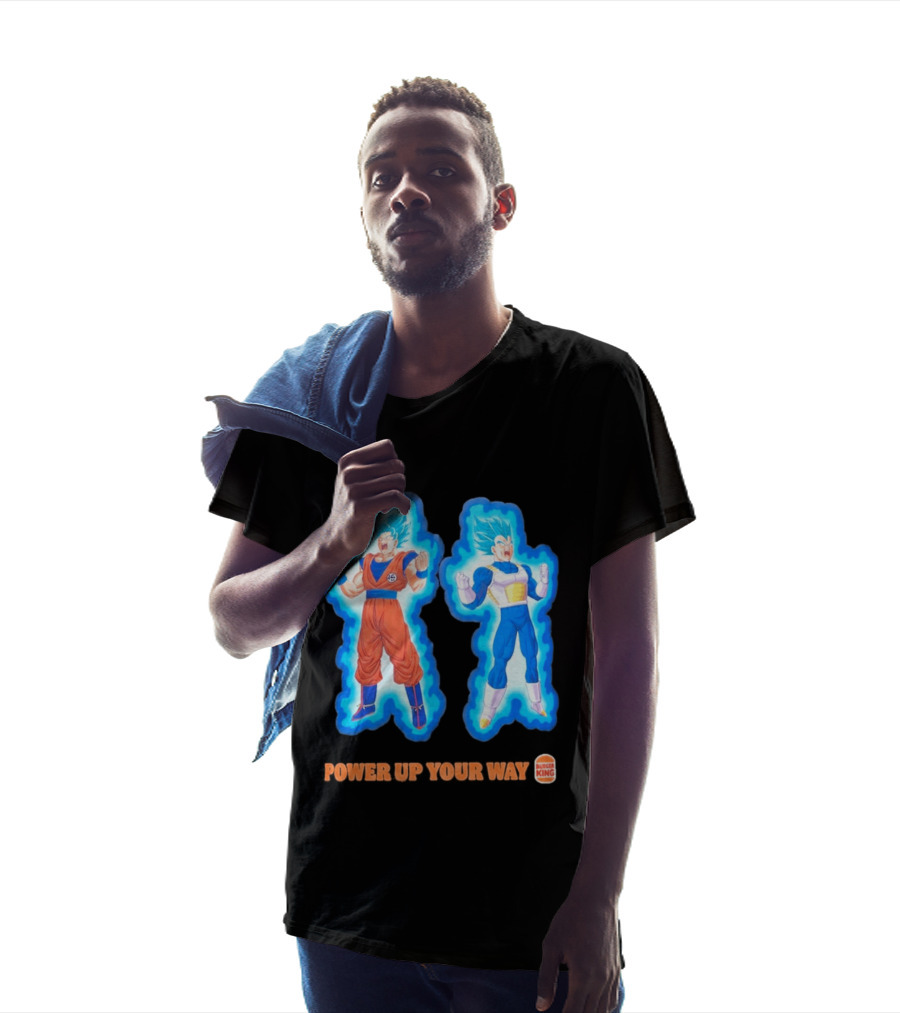 Burger King Dragon Ball Super Power Up Your Way Collaboration Featuring Iconic Saiyan Characters T-Shirt