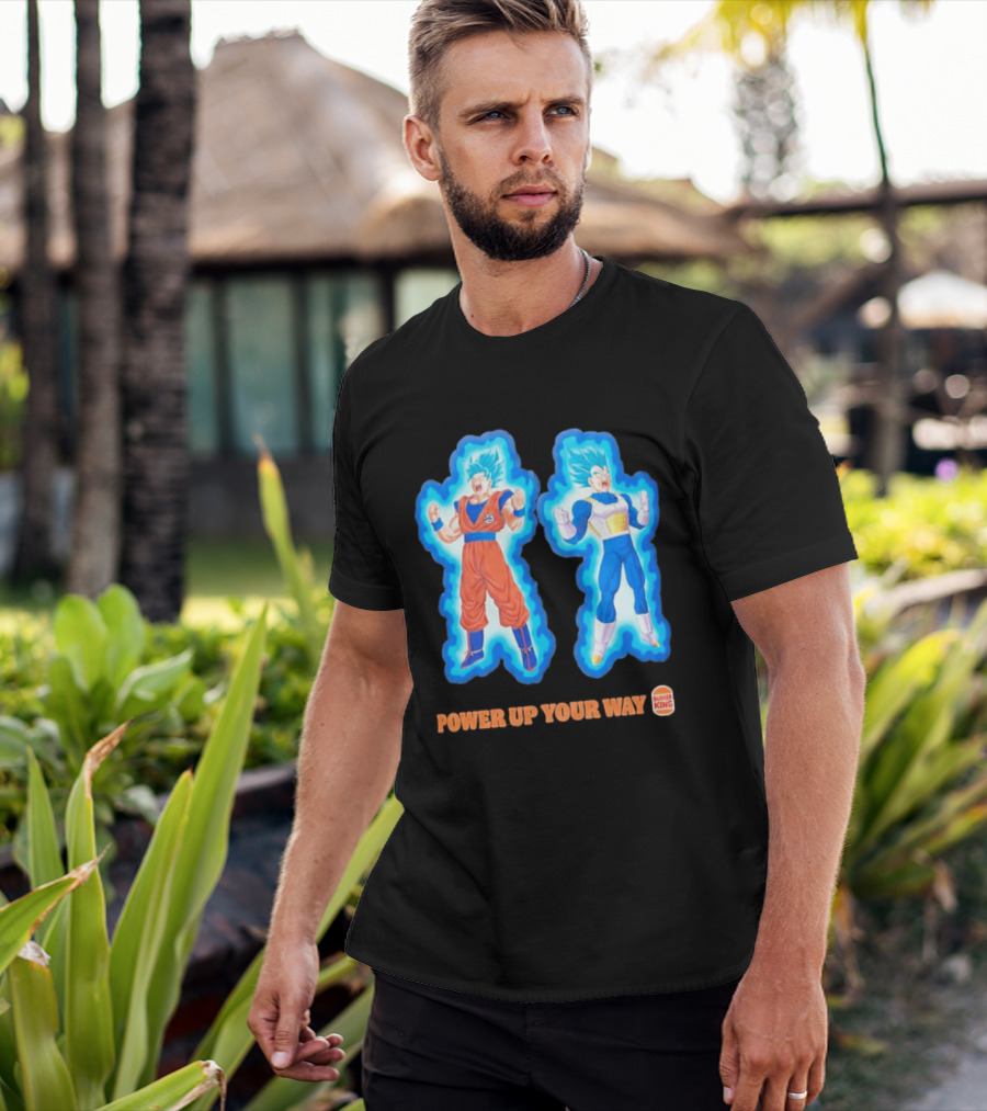 Burger King Dragon Ball Super Power Up Your Way Collaboration Featuring Iconic Saiyan Characters T-Shirt