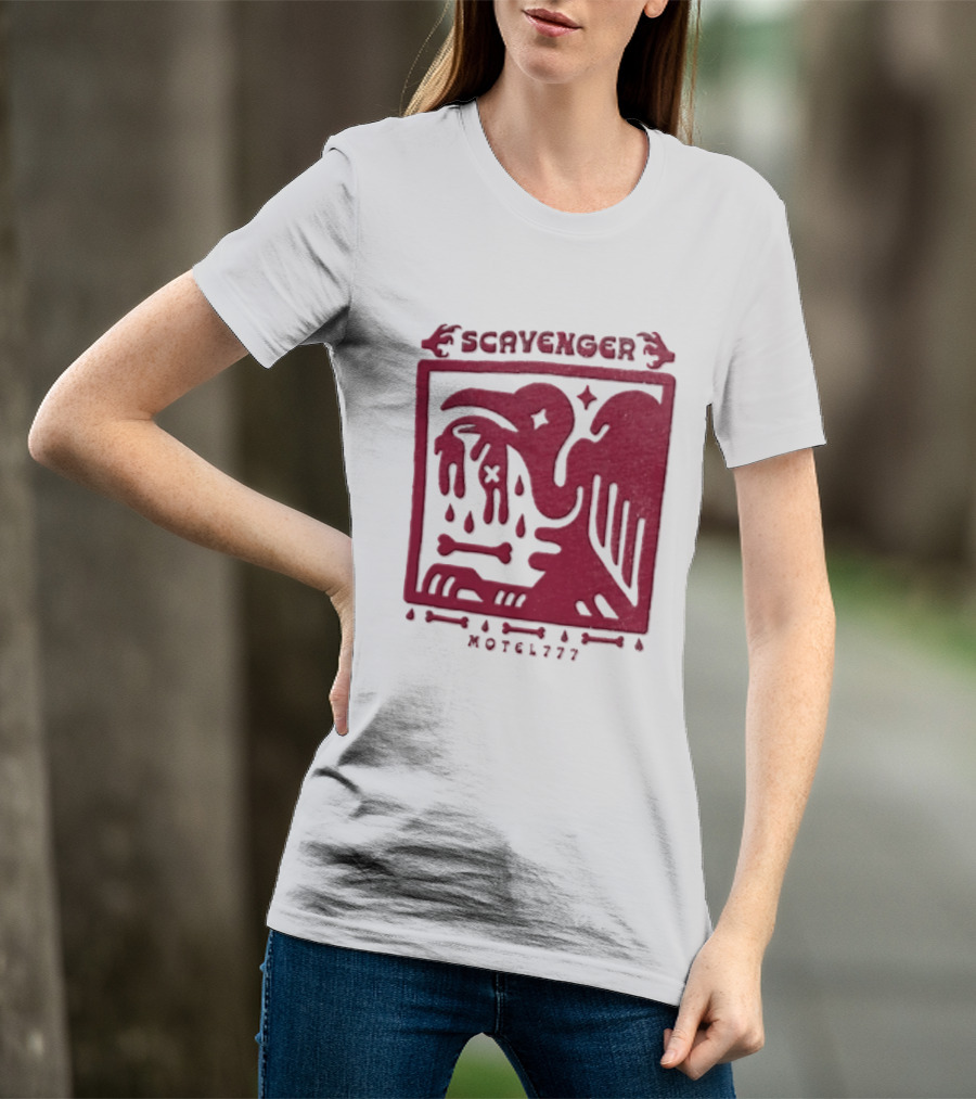 Scavenger Motel 777 Bird Design With Bones And Droplets T-Shirt
