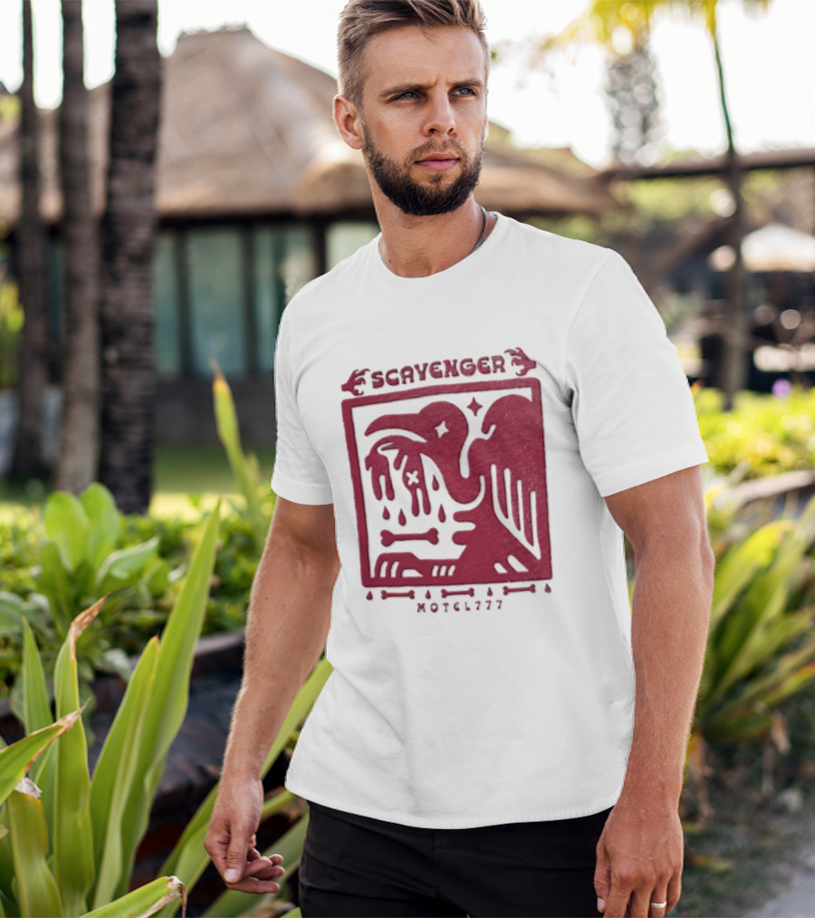 Scavenger Motel 777 Bird Design With Bones And Droplets T-Shirt