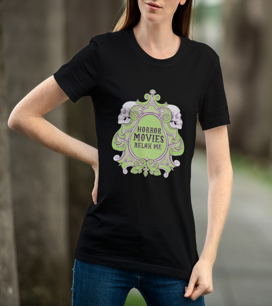 Horror Movies Relax Me Spooky Aesthetic Skulls Gothic Frame T-Shirt