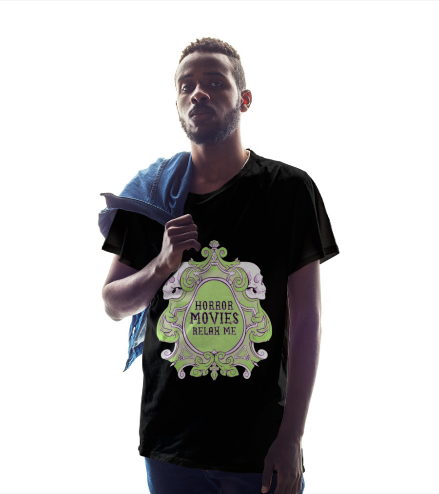 Horror Movies Relax Me Spooky Aesthetic Skulls Gothic Frame T-Shirt