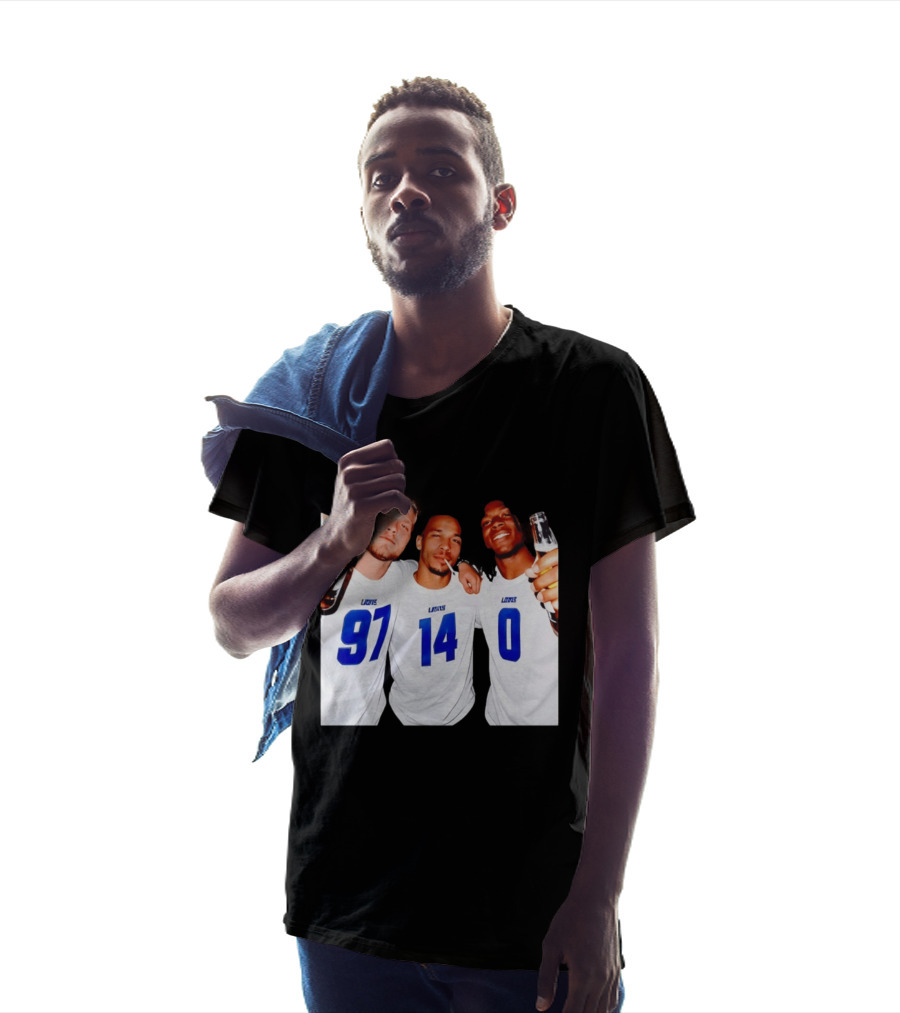 Detroit Lions Aidan Hutchinson Amon Ra St. Brown Jahmyr Gibbs Holding Beer Bottles Smoking Celebration T-Shirt