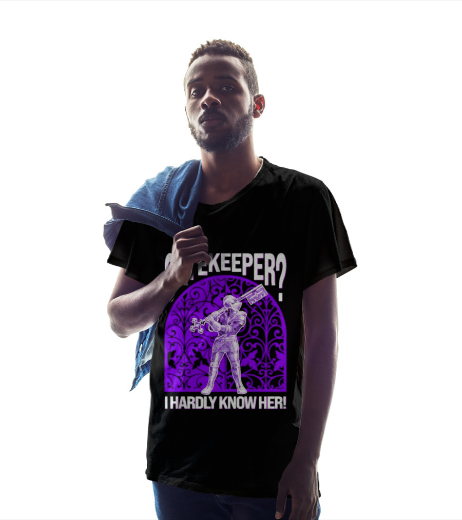 Gatekeeper I Hardly Know Her Knight In Armor Key Sword Purple T-Shirt