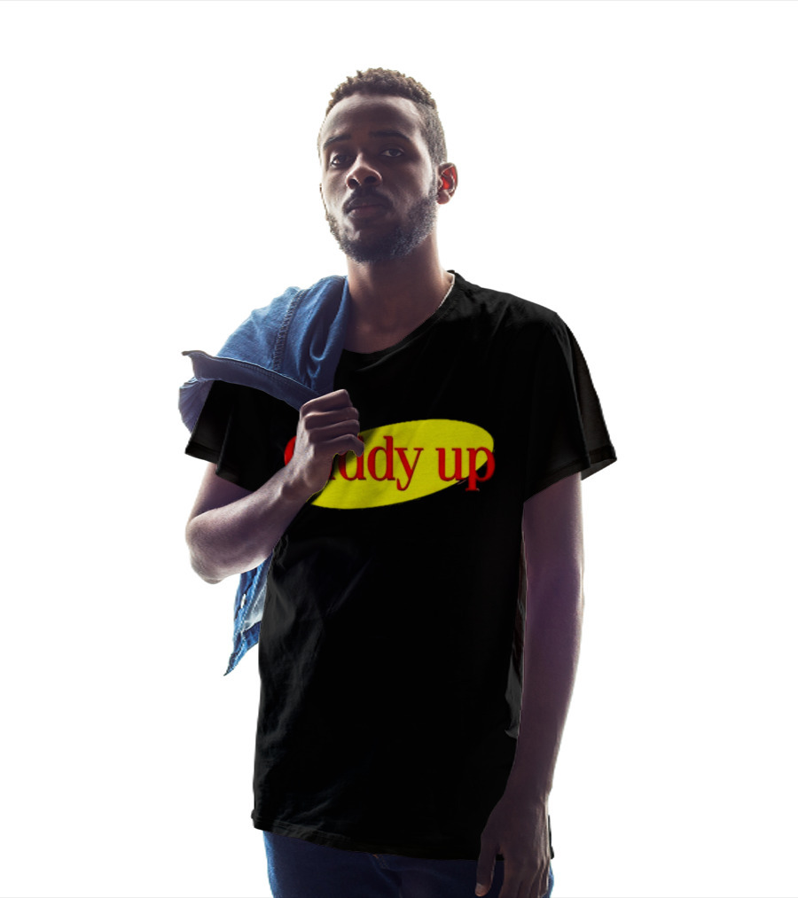 Giddy Up Bold Red Text On Yellow Oval T-Shirt