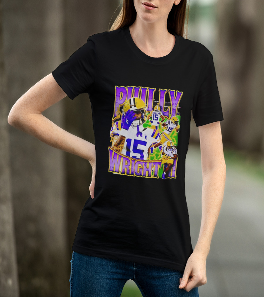 Philly Wright III LSU Tigers Football Number 15 Bayou NCAA Player T-Shirt