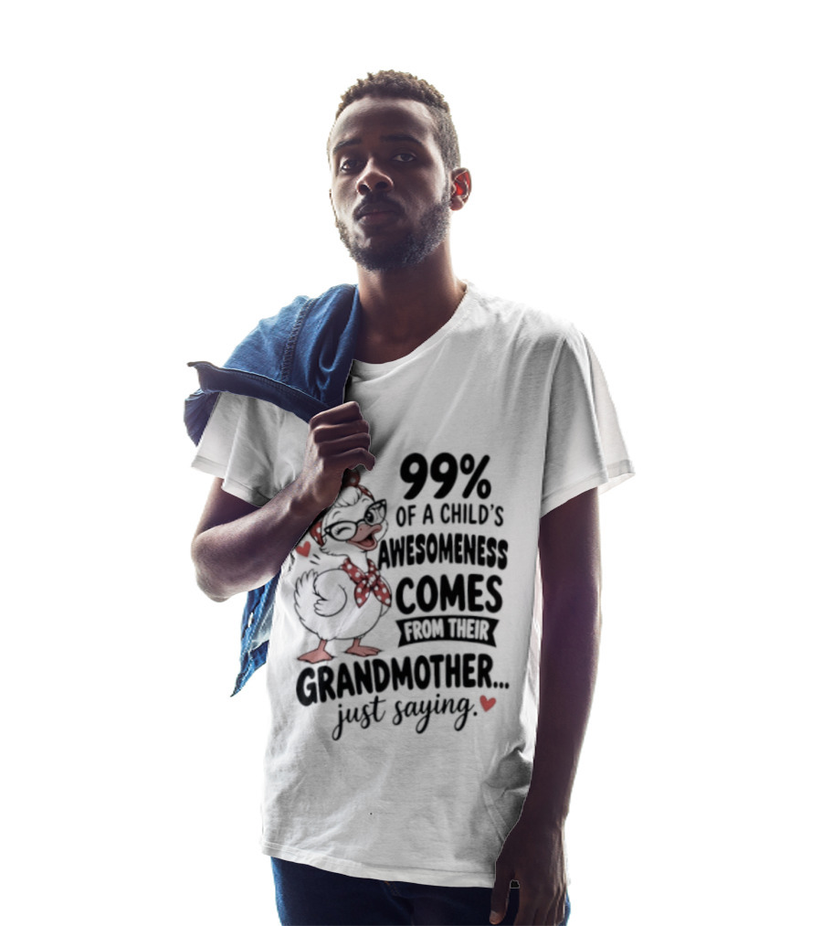 Grandmother Influence 99% Of Child's Awesomeness Just Saying Red Heart Cartoon T-Shirt