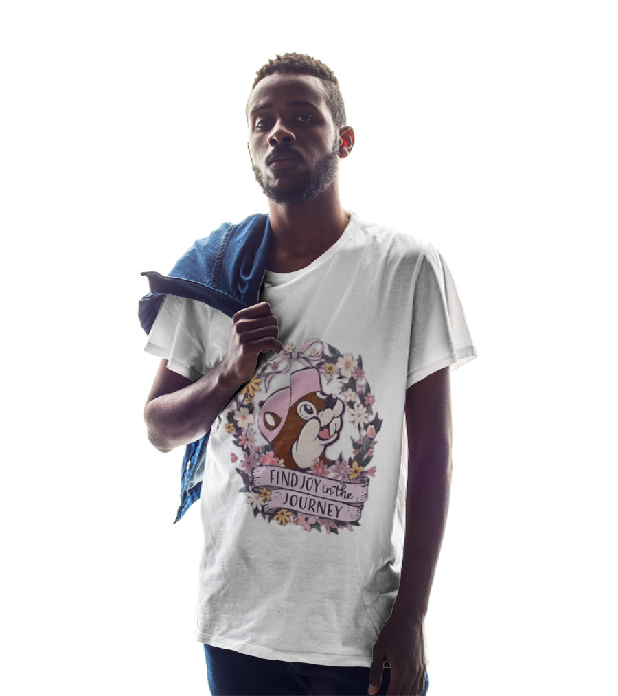 Buc Ee's Find Joy In The Journey Beaver Floral Wreath T-Shirt