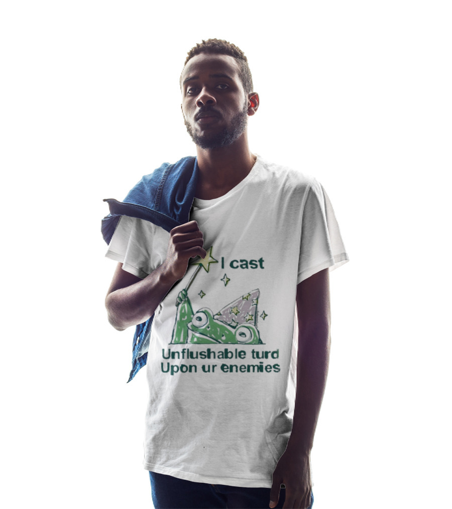 I Cast Unflushable Turd Wizard Frog Hat Enemies Magic Stars T-Shirt